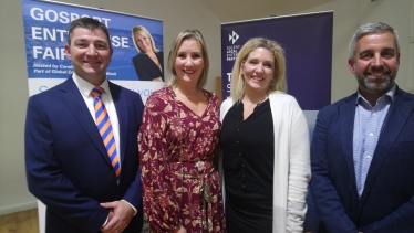 Gosport Enterprise Fair 2018 Neil Hallsworth, Caroline Dinenage MP, Freya Derrick, Mike Shepherd